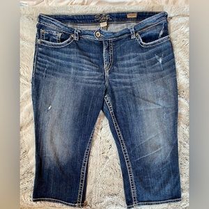 Silver cropped jeans, women’s size 20 with light distressed detail